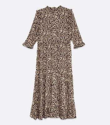 Tall Brown Leopard Print Smock Midi Dress New Look