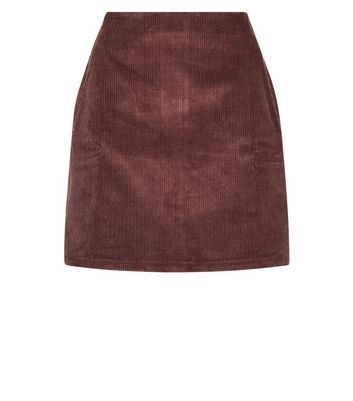 Rust Corduroy Pocket Side Mini Skirt New Look