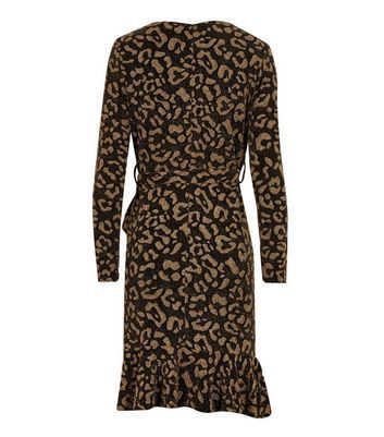 Black Leopard Print Wrap Dress New Look
