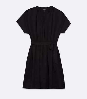 Curves Black Belted Waist Dress New Look