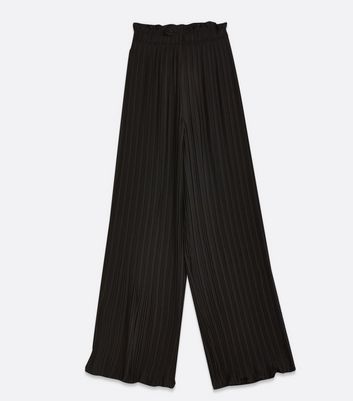 Black Pleated Wide Leg Trousers New Look