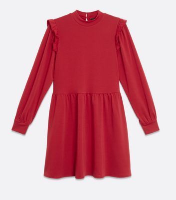 Red Ruffle Tiered Smock Dress New Look