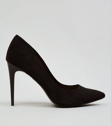 Black Suedette Pointed Court Shoes New Look