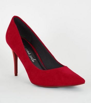 Red Suedette Stiletto Court Shoes New Look Vegan