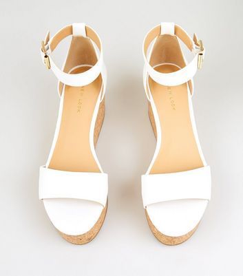 White Leather-Look Cork Flatforms New Look