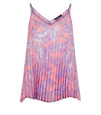 Pink Tropical Print Pleated Cami New Look