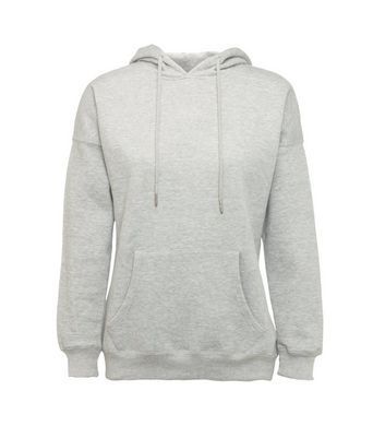 Grey Cotton Blend Pocket Front Hoodie New Look