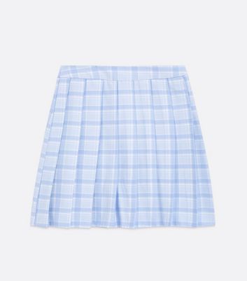 Blue Check Pleated Mini Tennis Skirt New Look