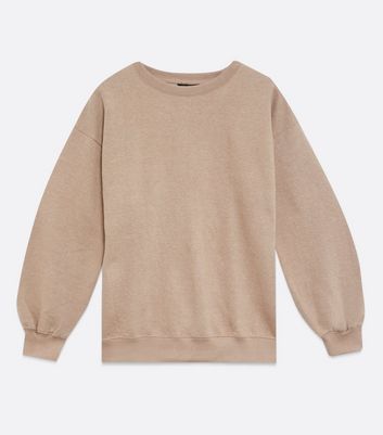 Light Brown Puff Sleeve Sweatshirt New Look