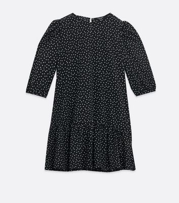 Petite Black Spot Frill Mini Dress New Look