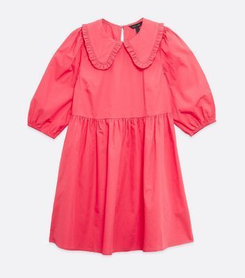 Red Frill Collar Smock Dress New Look