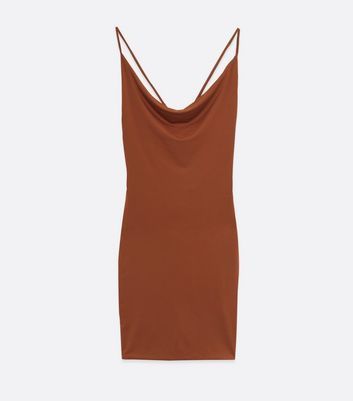 Rust Cowl Neck Strappy Bodycon Dress New Look