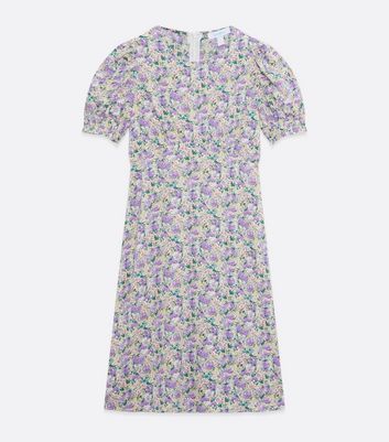 Lilac Puff Sleeve Midi Dress New Look