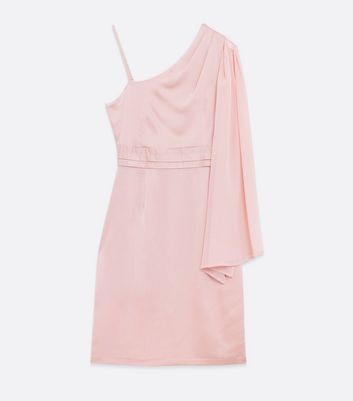 Pink Satin One Shoulder Mini Dress New Look