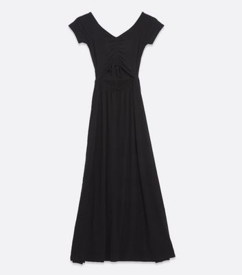 Black Cut Out Ruched Maxi Dress New Look