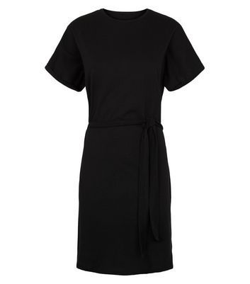 Black Belted T-Shirt Dress New Look