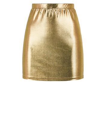 Gold Metallic Mini Skirt New Look