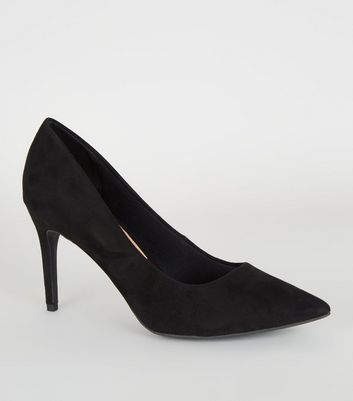 Black Suedette Spot Insole Court Shoes New Look