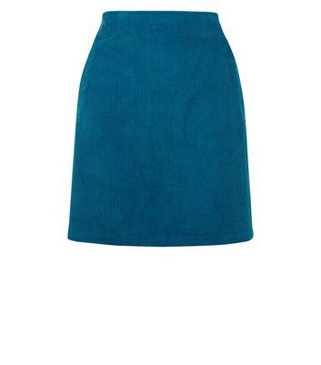 Teal Corduroy Pocket Side Mini Skirt New Look