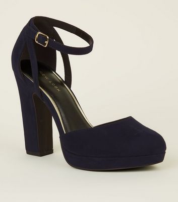 Navy Suedette Two Part Platform Courts New Look