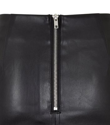 Black Leather-Look Midi Pencil Skirt New Look