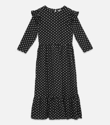 Black Spot Tiered Midi Dress New Look