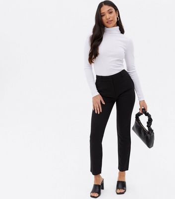 Petite Black Stretch Trousers New Look