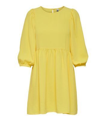 Yellow 3/4 Sleeve Mini Smock Dress New Look