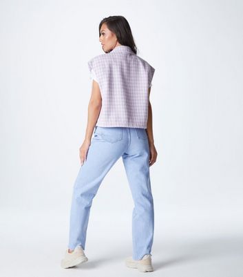 Lilac Dogtooth Collared Gilet New Look