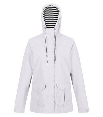 White Stripe Lined Jacket Waterproof Jacket New Look
