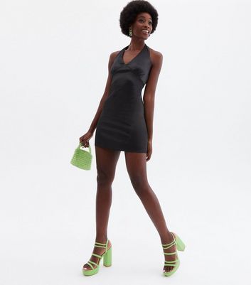 Go Get Them Tall Black Halter Mini Dress New Look