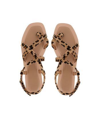 Brown Leopard Print Strappy Sandals New Look
