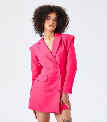 Bright Pink Mini Blazer Dress New Look