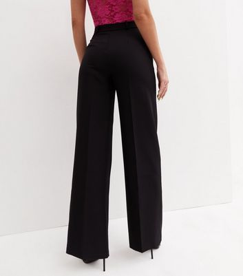 Black Tailored Wide Leg Trousers New Look
