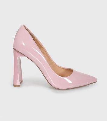Pale Pink Pointed Slim Block Heel Court Shoes New Look