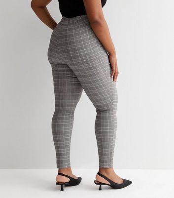 Curves Black Check High Waist Skinny Trousers New Look