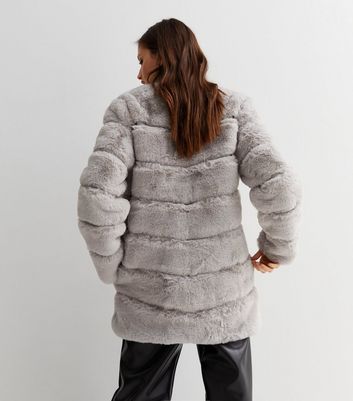 Grey Pelted Faux Fur Jacket New Look