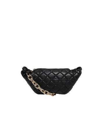Black Quilted Chain Cross Body Bag New Look