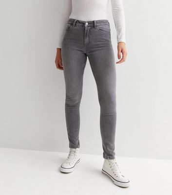 Dark Grey Mid Rise Amie Skinny Jeans New Look