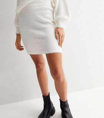 White Fluffy Mini Bodycon Skirt New Look