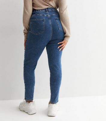 Curves Blue Mid Rise Amie Skinny Jeans New Look