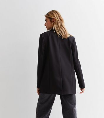 Black Double Breasted Oversized Blazer New Look