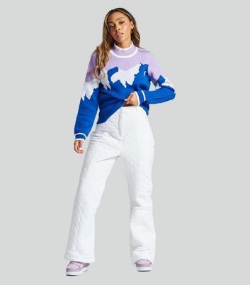 White Quilted Padded Ski Trousers New Look