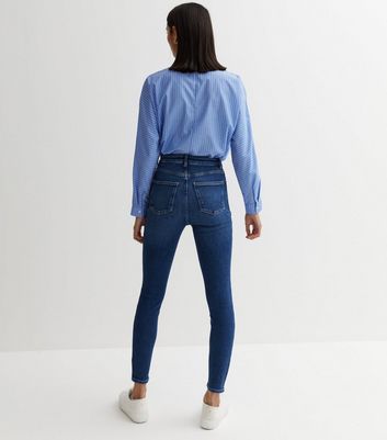 Blue High Waist Hallie Super Skinny Jeans New Look