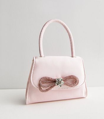 Pink Satin Bow Cross Body Bag New Look