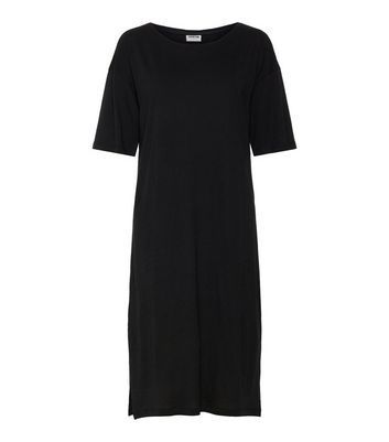 Black Jersey Short Sleeve Midi Dress New Look