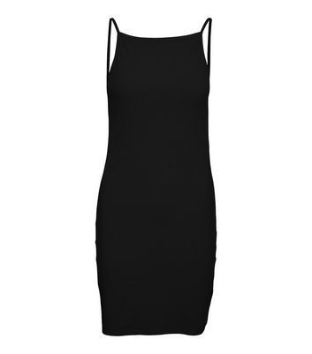 Black Ribbed Jersey Mini Bodycon Dress New Look