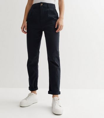 Navy Mid Rise Straight Leg Chinos New Look