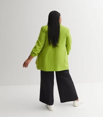 Green Ruched Sleeve Oversized Blazer New Look