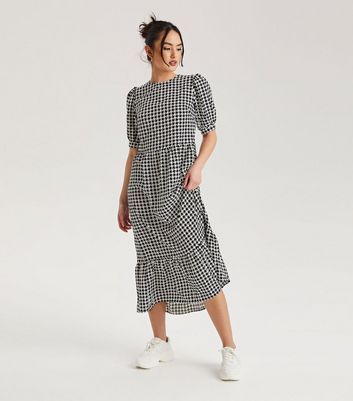 Black Dogtooth Midi Smock Dress New Look